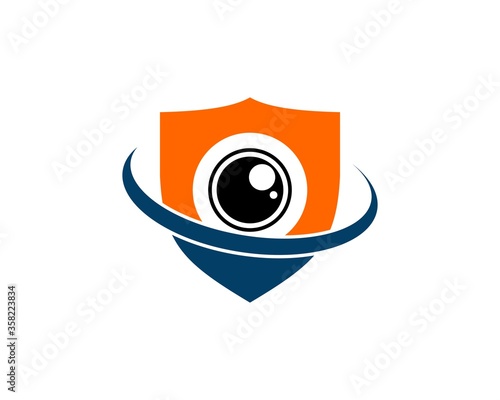Shield and swoosh with eye camera inside