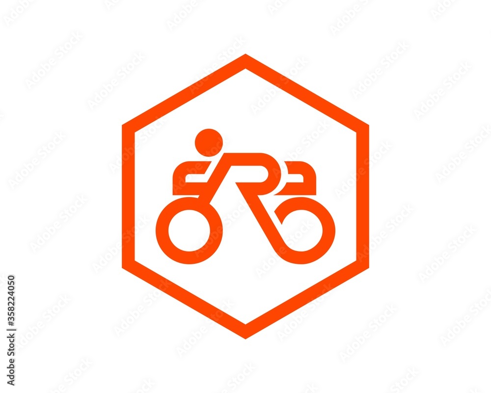 Hexagon shape with motorcycle inside Hexagon shape with motorcycle inside