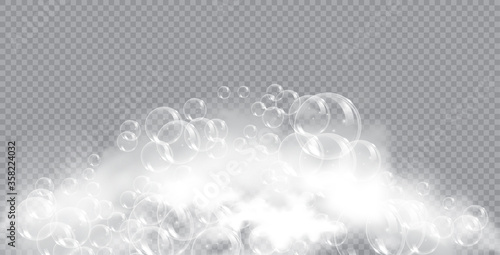 Bath foam soap with bubbles isolated vector illustration on transparent background. Shampoo and soap foam lather vector illustration.