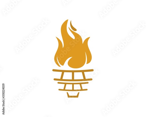 Torch and fire flame with gold colors