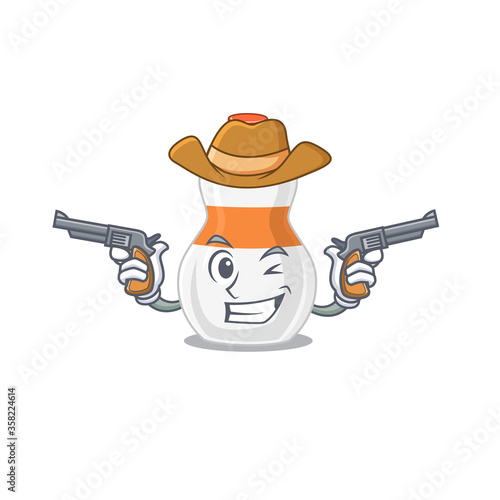 A wise cowboy of body lotion Cartoon design with guns