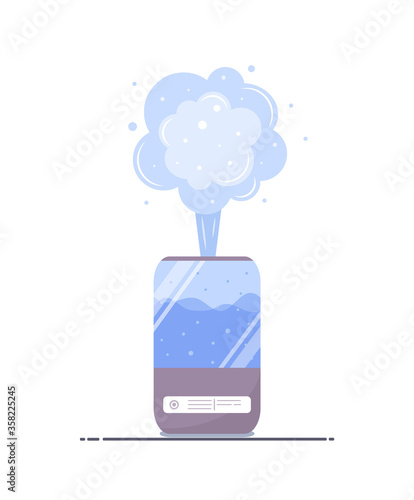 Humidifier air icon. Ultrasonic purifier microclimate for home. Healthy humidity. Modern vector illustration in flat cartoon style.