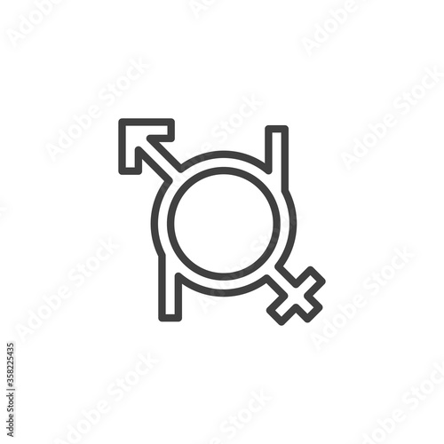 Genderfluid line icon. linear style sign for mobile concept and web design. Female and male gender outline vector icon. Symbol, logo illustration. Vector graphics