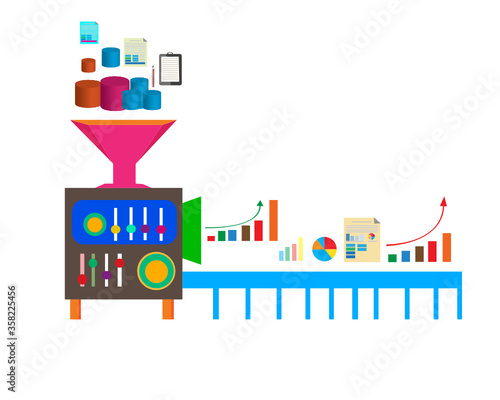 idea of analytics; depicting how raw data is processed to produce actionable information