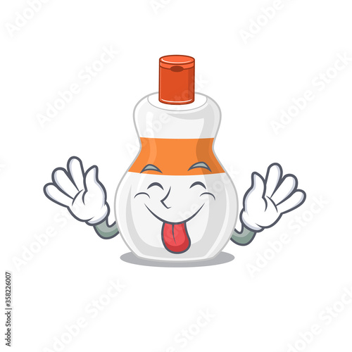 amusing body lotion cartoon picture style with tongue out face