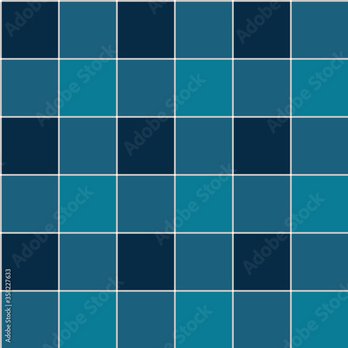Japanese Blue Plaid Vector Seamless Pattern