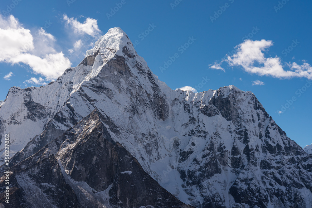 Ama Dablam mountain peak, most famous peak in Everest region, Himalaya mountains range, Nepal