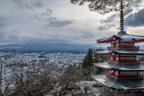 Chureito Pagoda in Fujiyoshida  Japan.