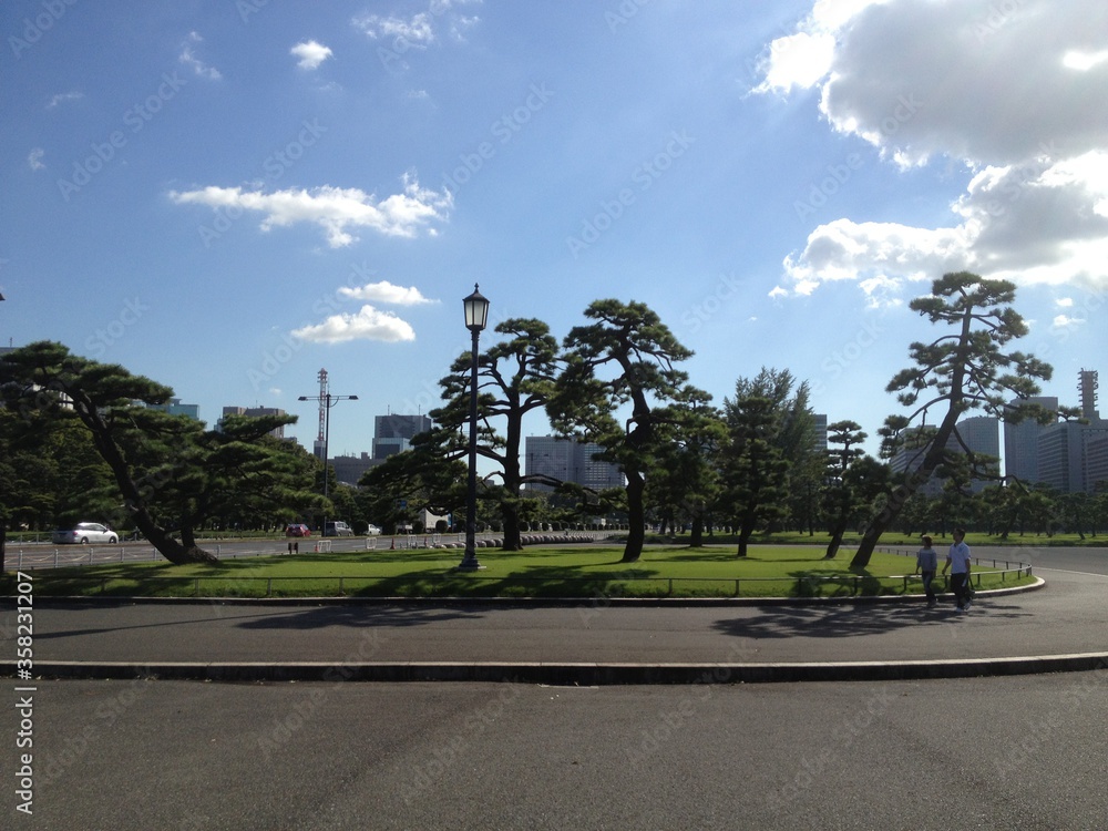 Public park at the Imperial Palace in Tokyo. 
