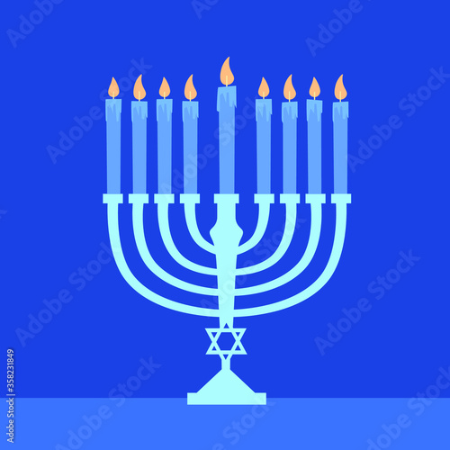 Happy Hanukkah flat design illustration  with star symbol of jews  on background
