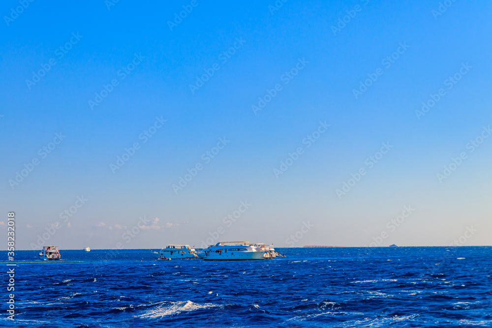 White yachts sailing in Red sea, Egypt