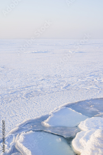 frozen lake in winter