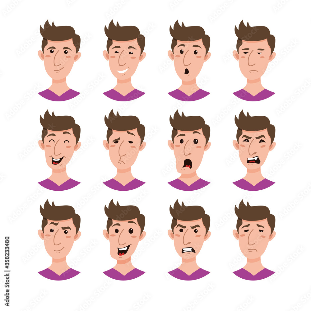 Male emoji cartoon character. Male emoji cartoon character.