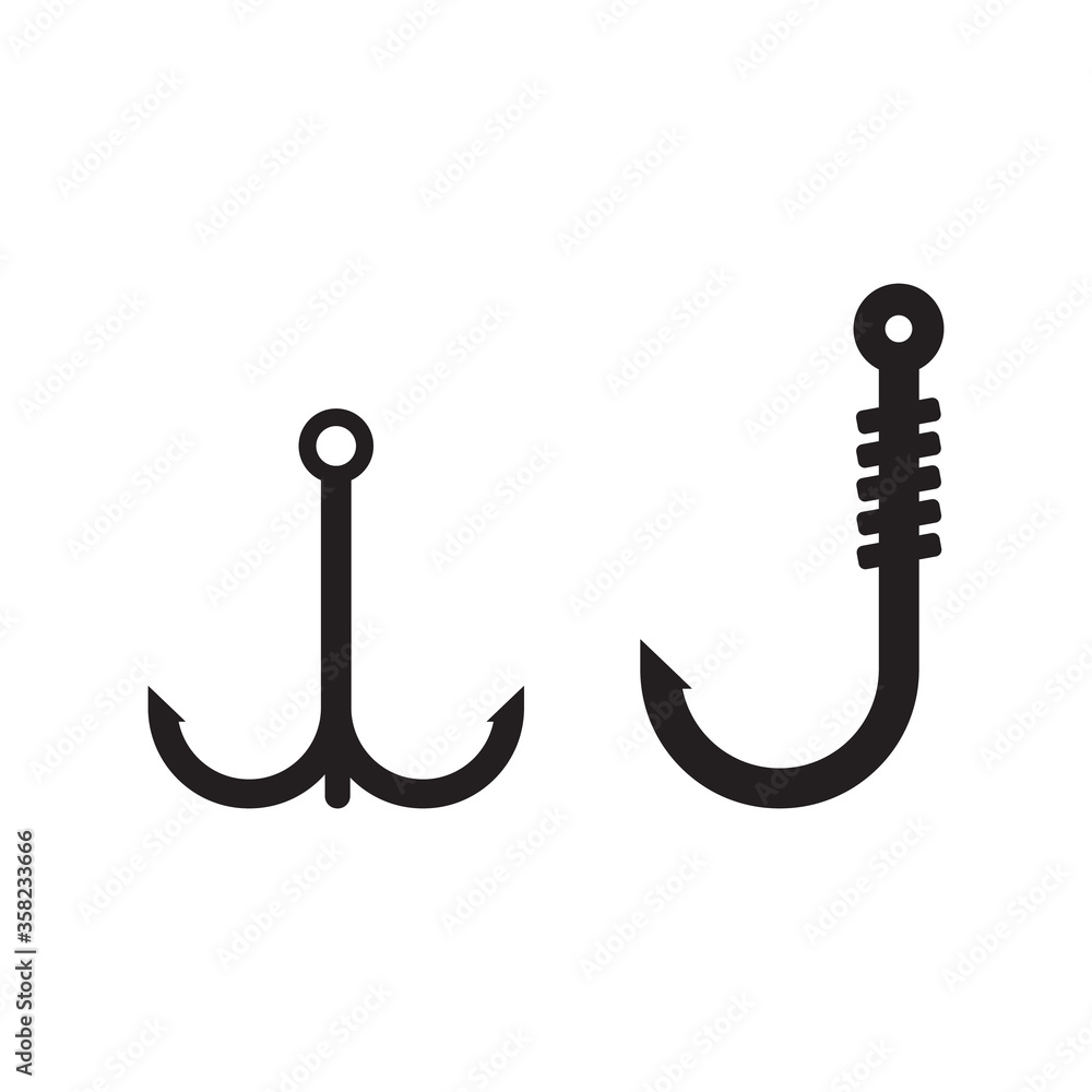 Fishing hook icon , black sign design with vector illustration. Uses for web and print Fishing hook icon , black sign design with vector illustration. Uses for web and print