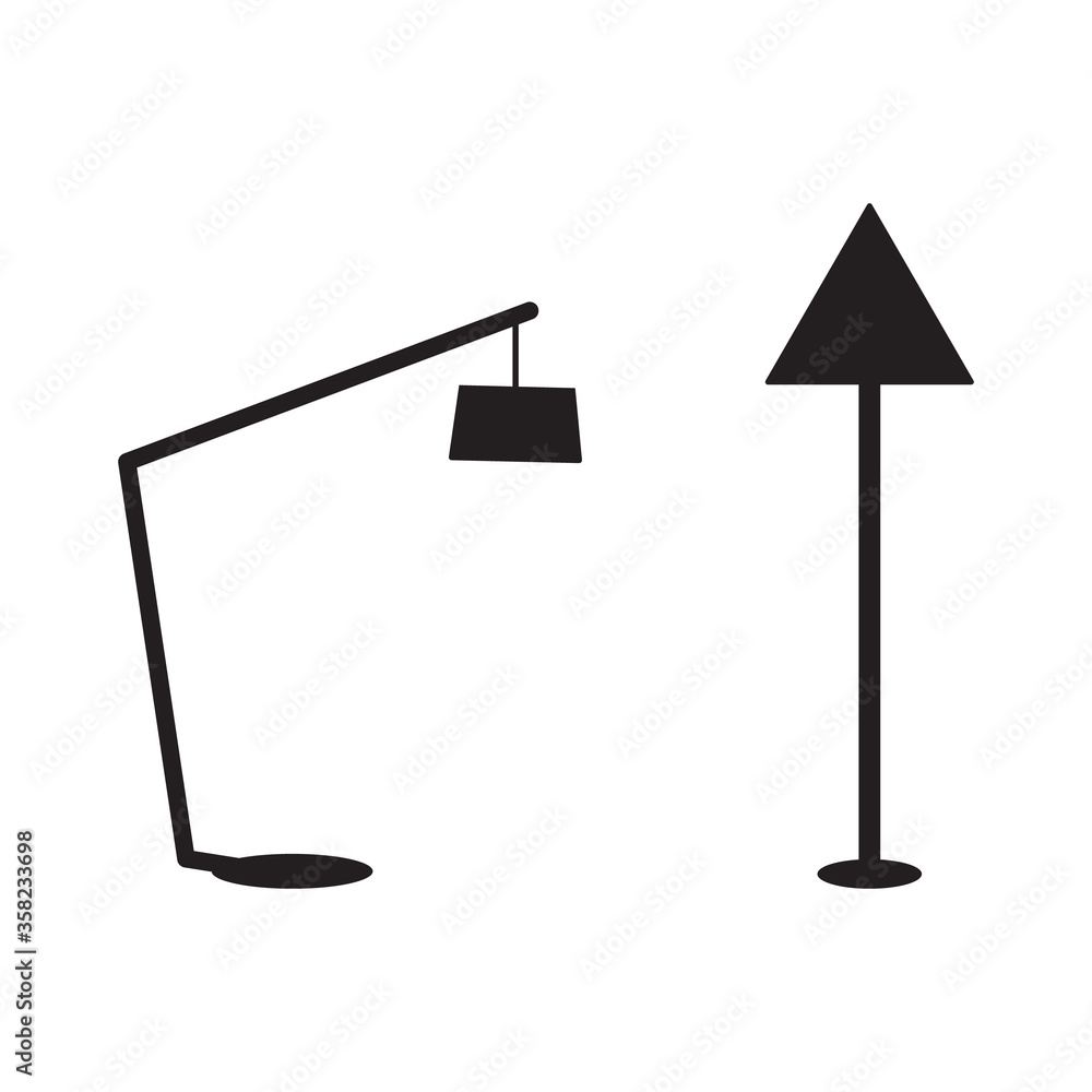 Obraz premium Landscape path lights for patio, deck & yard. Outdoor garden lighting. Vector flat icon set.Uses for web and print