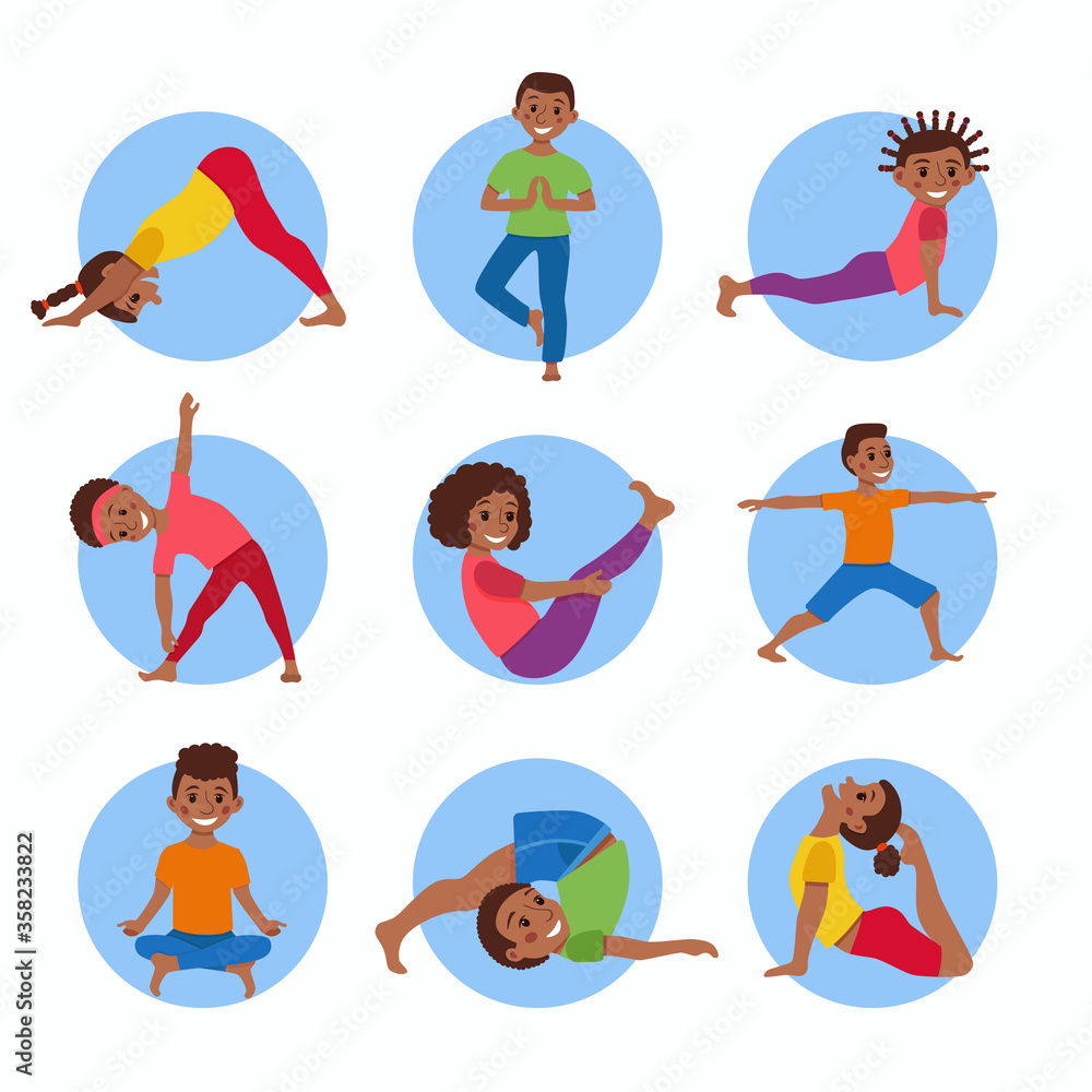 Yoga kids poses set Yoga kids poses set
