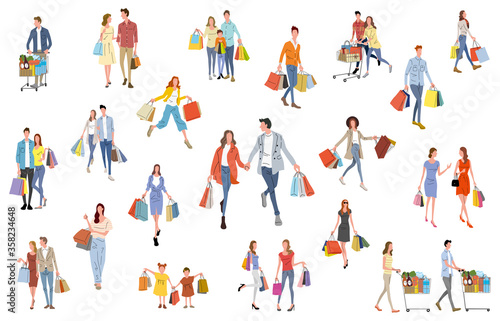 Stock Illustration: people who enjoy shopping