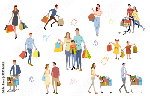 Stock Illustration: people who enjoy shopping