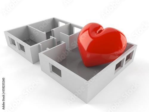 Fotografi Heart inside house plan