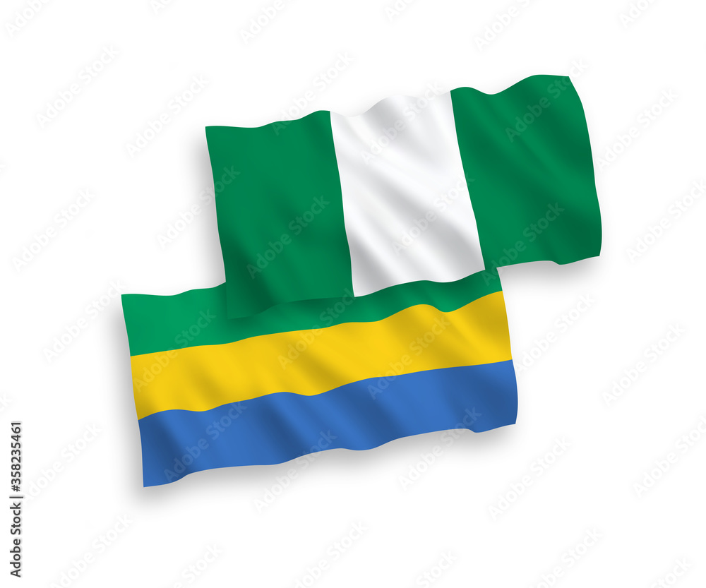 Flags of Gabon and Nigeria on a white background Flags of Gabon and Nigeria on a white background