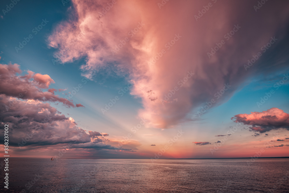 Pink Clouds over Lake Horizon