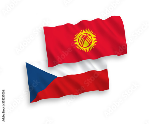 Flags of Czech Republic and Kyrgyzstan on a white background