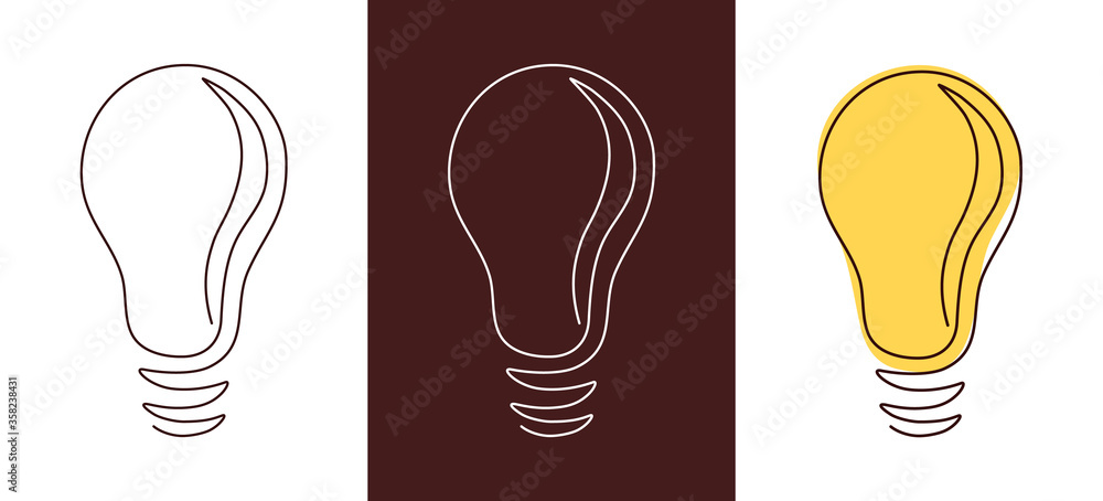 Light bulb continuous line vector illustration with editable stroke. Light bulb continuous line vector illustration with editable stroke.