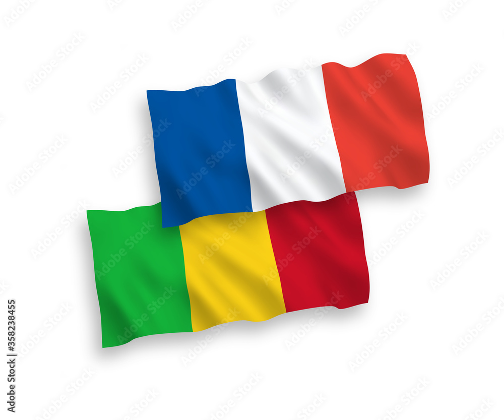 Flags of France and Mali on a white background Flags of France and Mali on a white background