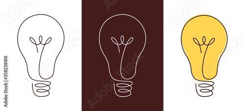 Light bulb continuous line vector illustration with editable stroke.