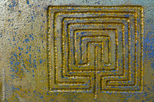 Indian symbols, golden maze