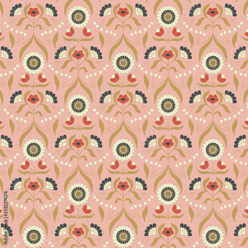 Seamless pattern with colorful flowers