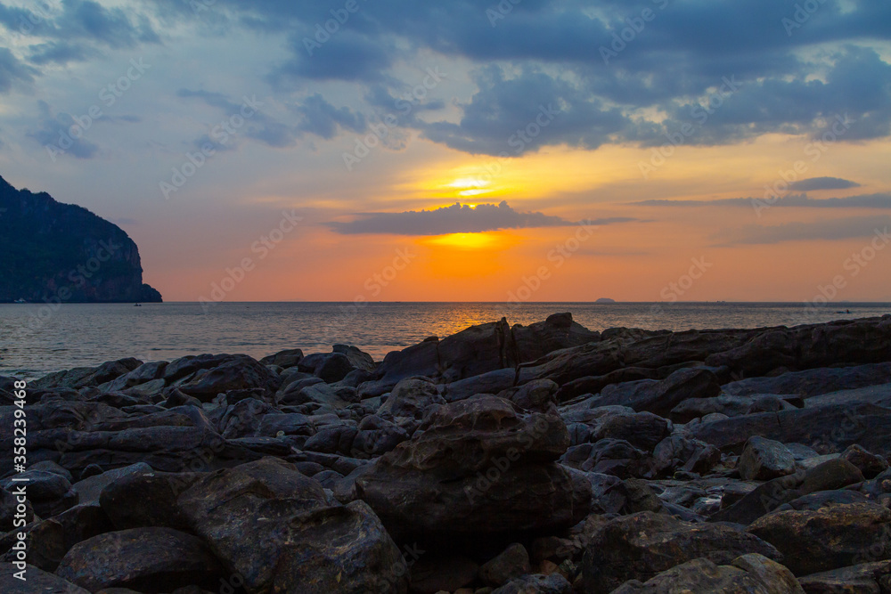 beautiful sunset on Phi-Phi Don, Thailand beautiful sunset on Phi-Phi Don, Thailand