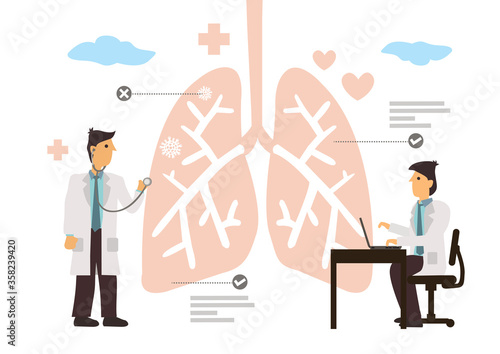 Lungs inspection check by healthcare doctors. Pulmonology concept.