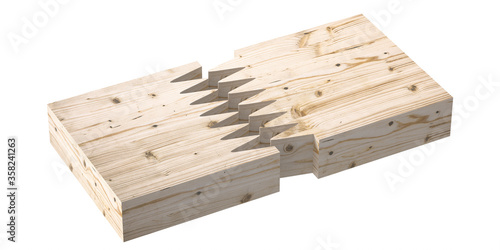 Fototapeta Naklejka Na Ścianę i Meble -  Finger joint wood connection concept. Floorboard closeup. 3d illustration
