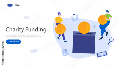 Charity Funding Vector Illustration Concept, Suitable for web landing page, ui, mobile app, editorial design, flyer, banner, and other related occasion