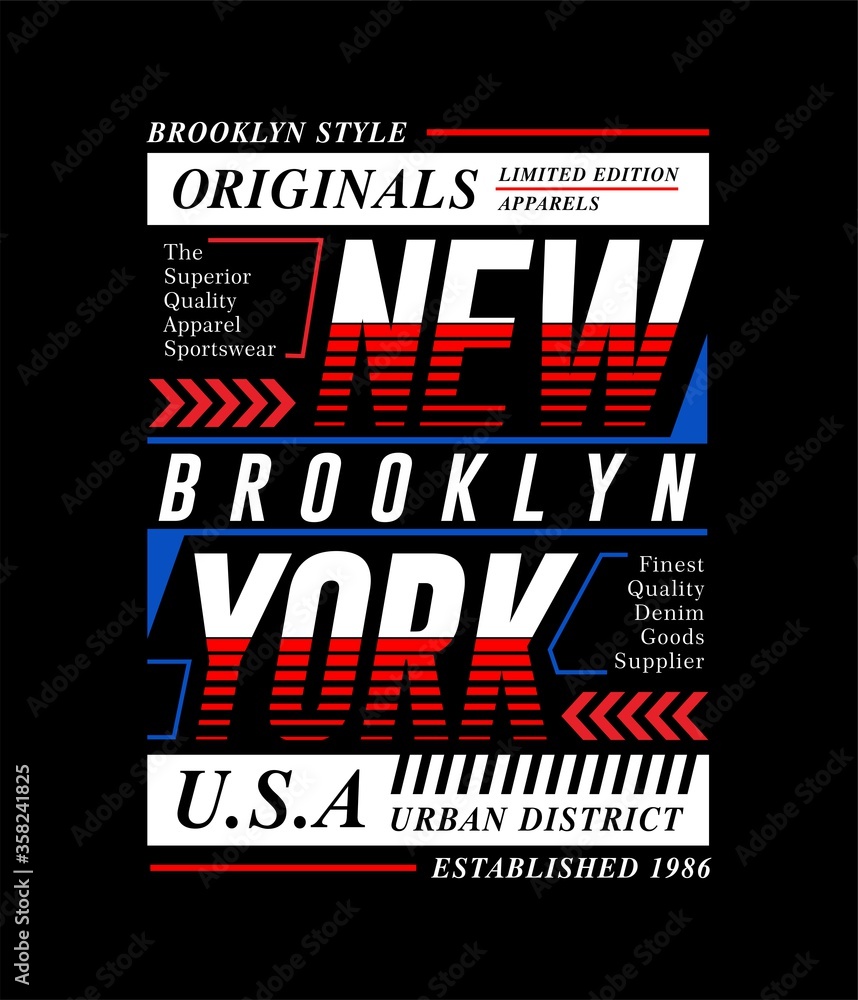 Typography varsity,  Brooklyn, New York, modern style for tee shirt and other uses, vector illustration