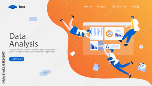 Data Analysis Process Vector Illustration Concept, Suitable for web landing page, ui, mobile app, editorial design, flyer, banner, and other related occasion