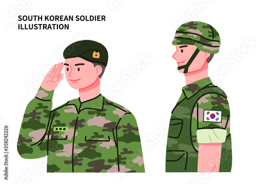 남한의 군인 일러스트 벡터