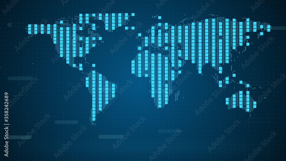 Biggest cities of the world are pointed on digital blue world map. Biggest cities of the world are pointed on digital blue world map.