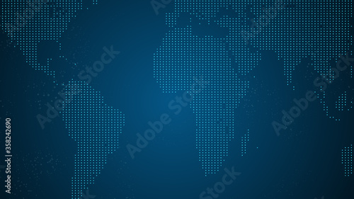 World map of global technology and telecommunication network in blue glowing shades. © VFX