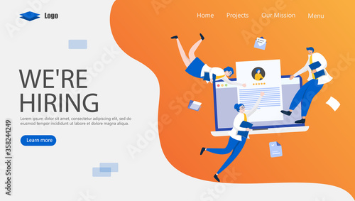 Job Hiring and Online Recruitment Vector Illustration Concept, Suitable for web landing page, ui, mobile app, editorial design, flyer, banner, and other related occasion