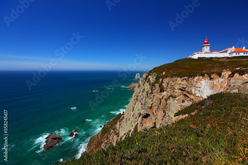 lighthouse on the cliff at Cabo da Roca (the westernmost point in continental Europe)