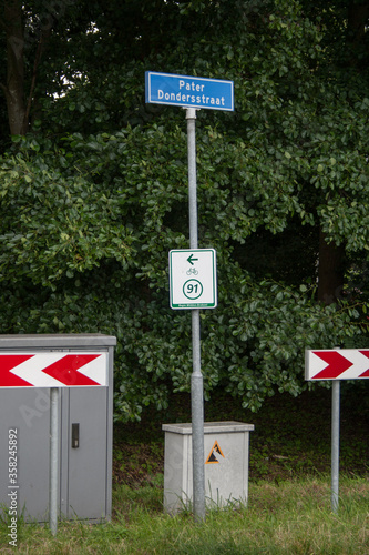 Sign for bike nodes system in The Netherlands. photo