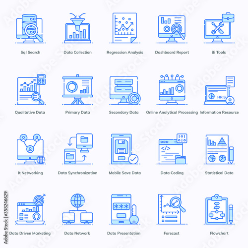 
Big Data, Data Organization in Modern Flat Style Pack 

