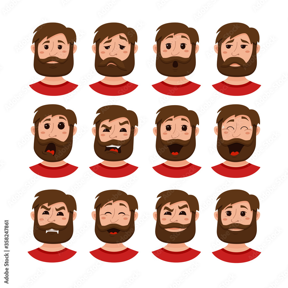 Beard men facial expression Beard men facial expression