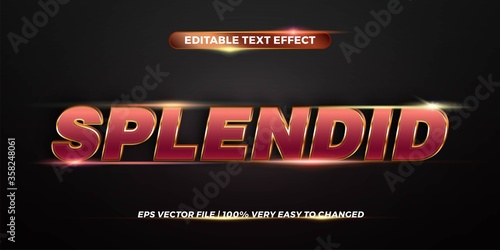 Text effect in 3d Splendid words text effect theme editable metal red gold color concept with gradient black background