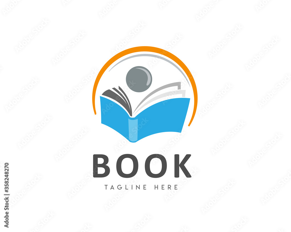Naklejka premium education logo abstract human read book icon symbol logo design illustration