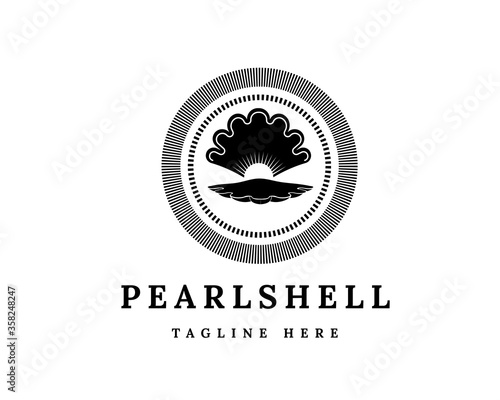 Circle pearl shell luxury jewelry fashion logo symbol design illustration