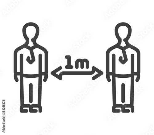 Keep Distance 1m icon. Social Distancing vector sign.