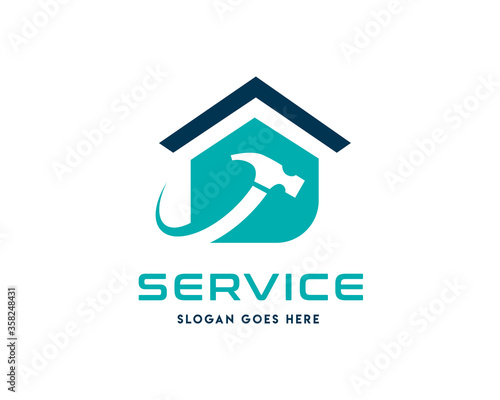 Abstract home service symbol logo design illustration